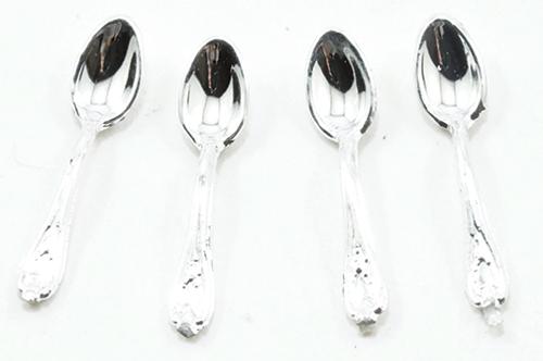 Dollhouse Miniature Set Of 4 Teaspoons